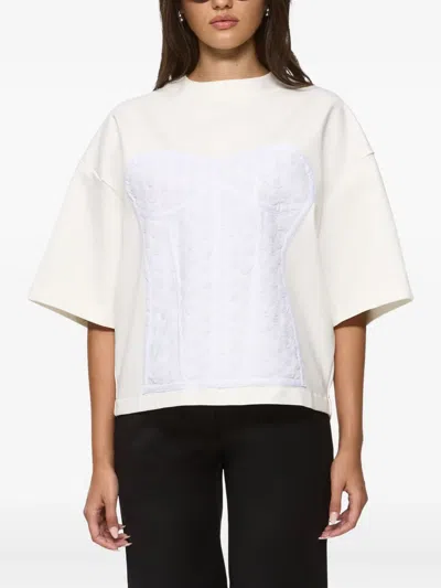 Hamza Corset-panel T-shirt In White