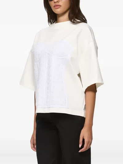 Hamza Corset-panel T-shirt In White