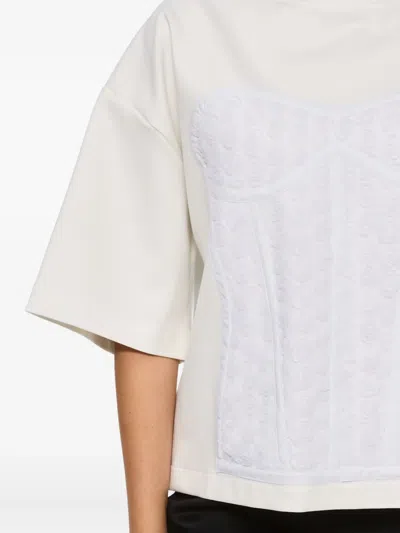 Hamza Corset-panel T-shirt In White