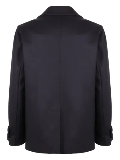Slowear Double-breasted Lapel Coat In Black