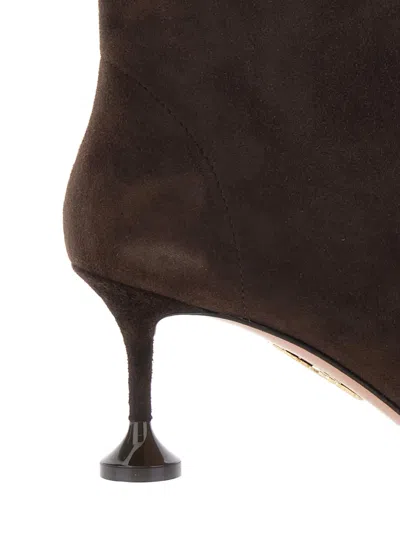Aquazzura Brown Boots With High Stiletto Heel In Suede Woman In Brown