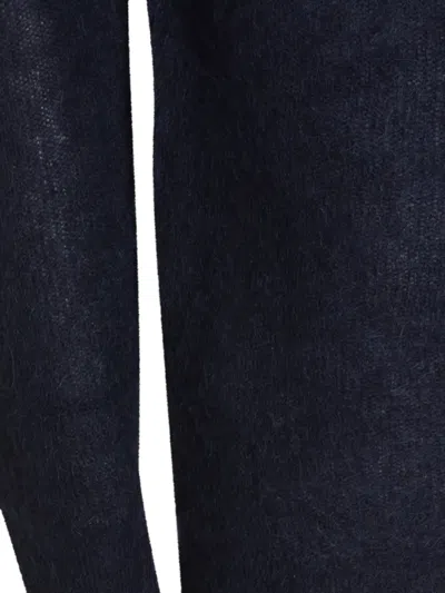 Auralee Textured Knit Long Sleeve Crew Sweater In Blue