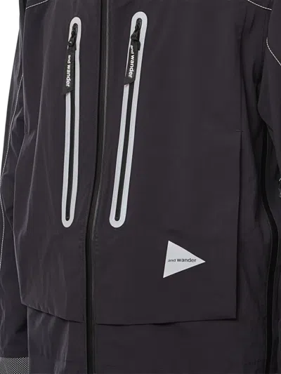 And Wander Shield-effect Hooded Jacket In Black