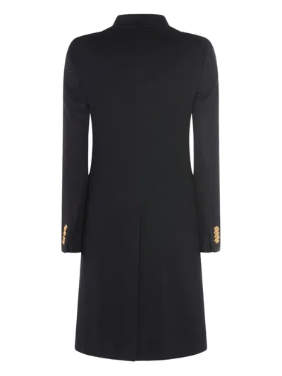 Tagliatore Long Sleeve Coat With Notched Lapel And Back Vent In Blue