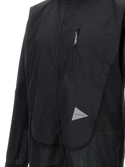 And Wander Mesh-panel Hooded Jacket In Black