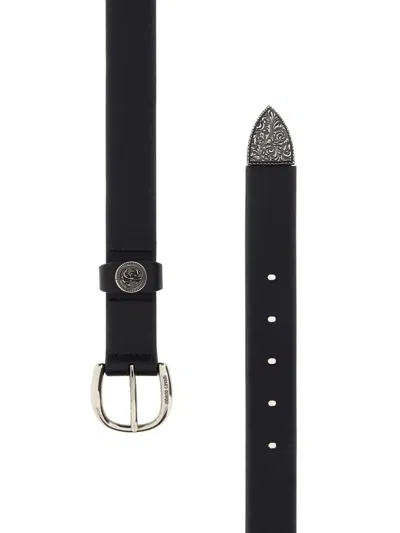 Roberto Cavalli Buckle Leather Belt In Black