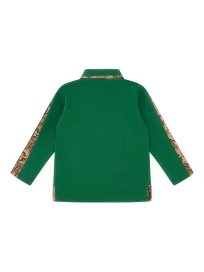 Roberto Cavalli Logo-embroidered Long-sleeve Polo Shirt In Green