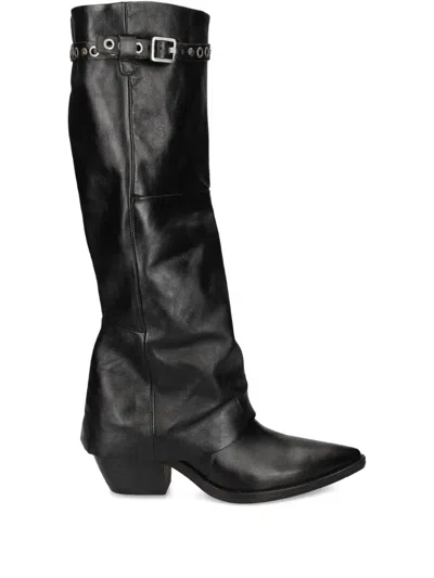 As98 Buckle Eyelet Boot In Black