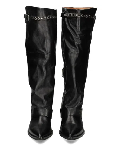 As98 Buckle Eyelet Boot In Black