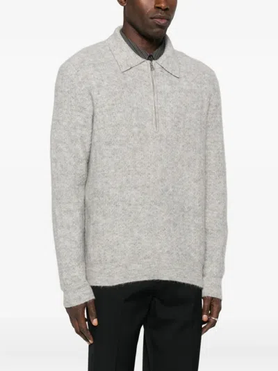 Nn07 Alfie Zip-neck Polo Shirt In Gray