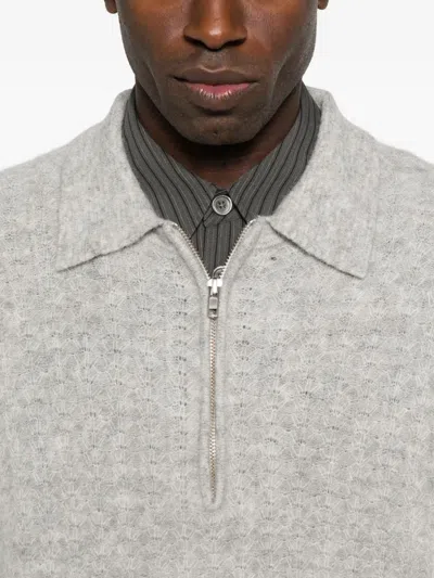 Nn07 Alfie Zip-neck Polo Shirt In Gray