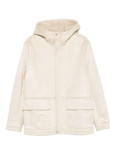 Daniele Alessandrini Minimalist Off-white Jacket With Hood And Concealed Closure In Neutral