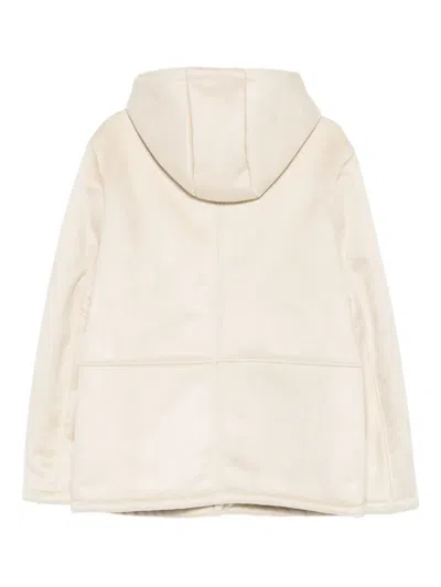 Daniele Alessandrini Minimalist Off-white Jacket With Hood And Concealed Closure In Neutral
