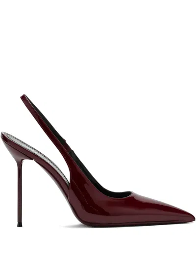 Paris Texas Lidia Slingbacks Rouge Noir In Patent Leather In Animal Print