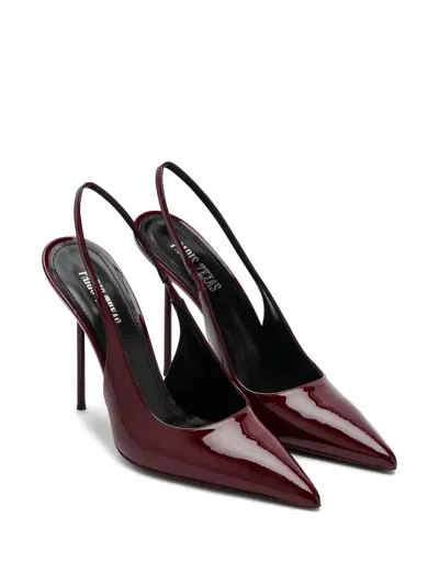 Paris Texas Lidia Slingbacks Rouge Noir In Patent Leather In Animal Print
