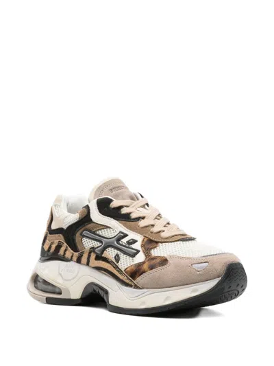 Premiata Contemporary Chunky Sneakers With Mixed Materials In Neutral