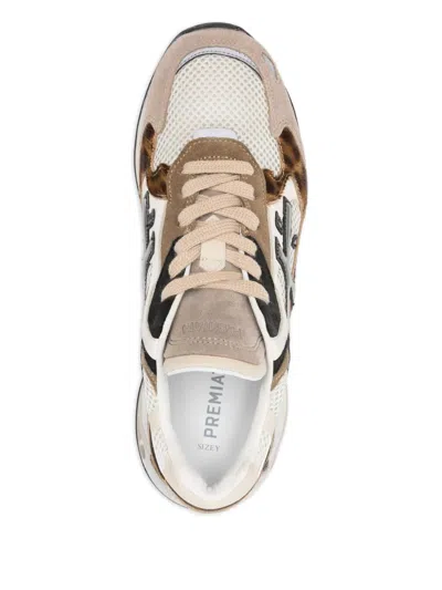 Premiata Contemporary Chunky Sneakers With Mixed Materials In Neutral