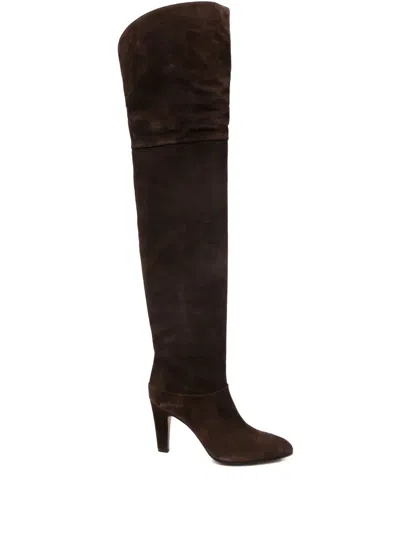 Chloé 85mm Eve Suede Over-the-knee Boots In Brown
