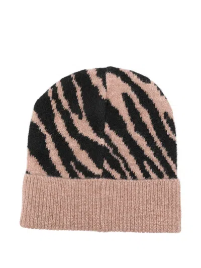 Liu •jo Zebra-print Beanie Hat In Neutral