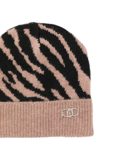 Liu •jo Zebra-print Beanie Hat In Neutral