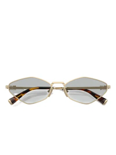 Miu Miu Hexagon-frame Gold-tone Sunglasses