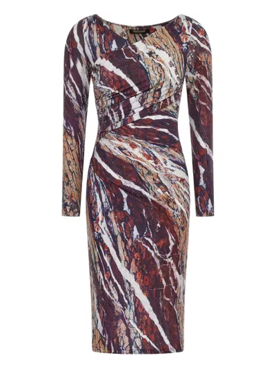 Roberto Cavalli Marble-print Midi Dress In Pink