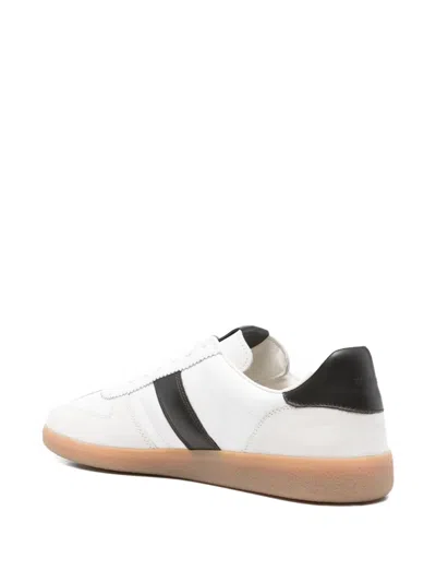 Tom Ford Low-top Calf Leather Sneakers With Contrasting Black Details In White