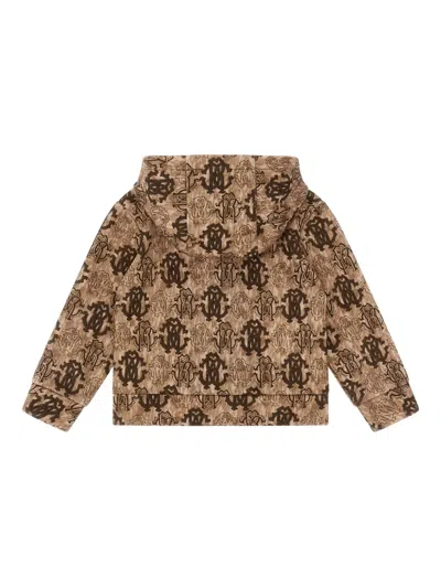 Roberto Cavalli Monogram-logo Hoodie In Brown