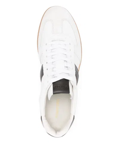 Tom Ford Low-top Calf Leather Sneakers With Contrasting Black Details In White