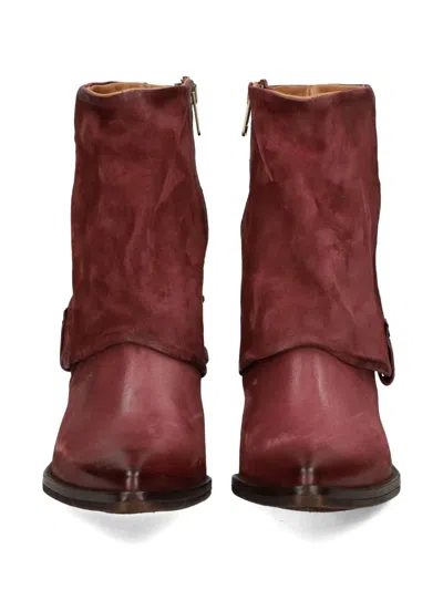 As98 Studded Heeled Boot In Red