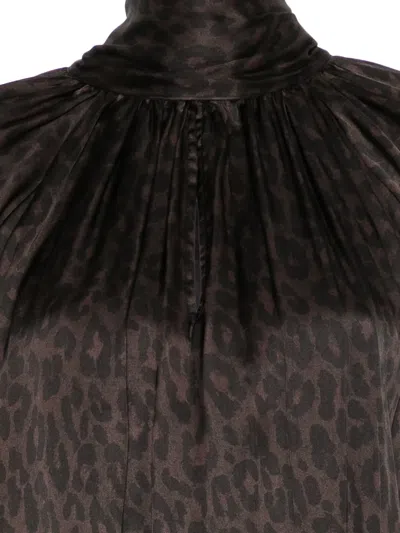 So Allure Animal-print Blouse In Brown