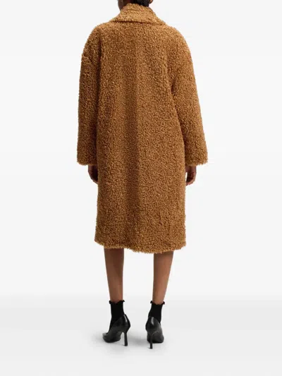 Hugo Boss Faux-fur Coat In An Oversized Fit In Brown