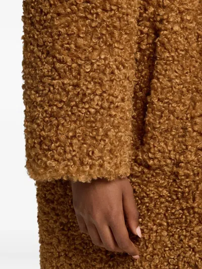 Hugo Boss Faux-fur Coat In An Oversized Fit In Brown