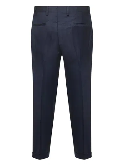D4.0 Pleated Turn-up Trousers In Blue