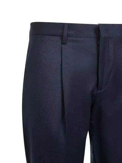 D4.0 Pleated Turn-up Trousers In Blue