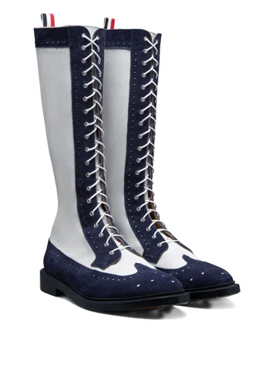 Thom Browne Longwing Lace-up Boots In Blue
