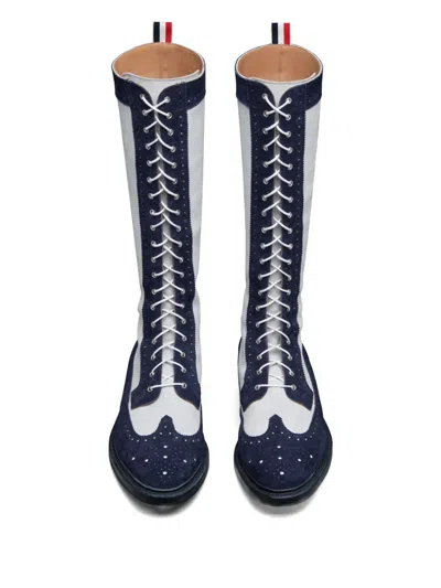 Thom Browne Longwing Lace-up Boots In Blue