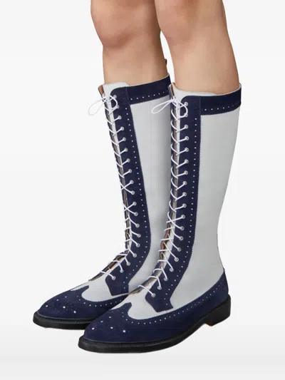 Thom Browne Longwing Lace-up Boots In Blue