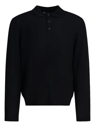 Vince Merino Wool Polo Shirt Polo Shirts Black In Black