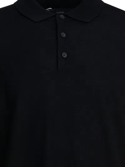 Vince Merino Wool Polo Shirt Polo Shirts Black In Black