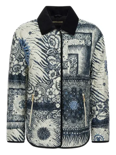 Roberto Cavalli Bandana-print Jacket In Blue