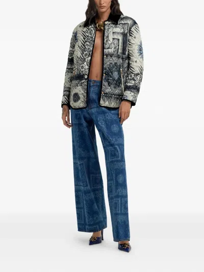 Roberto Cavalli Bandana-print Jacket In Blue