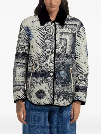 Roberto Cavalli Bandana-print Jacket In Blue
