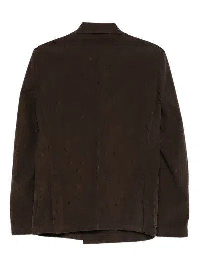 Daniele Alessandrini Structured Double-breasted Brown Corduroy Jacket In Multi