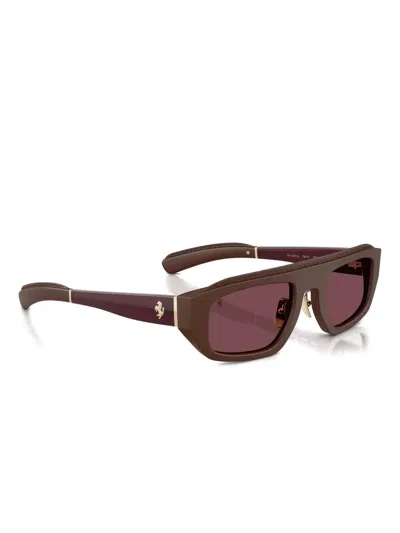 Ferrari Rectangular-frame Sunglasses In Brown