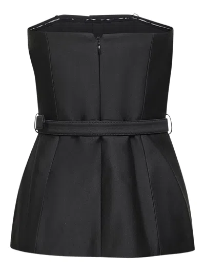 纽扣缀饰抹胸式上衣