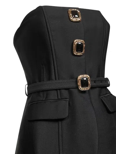 纽扣缀饰抹胸式上衣