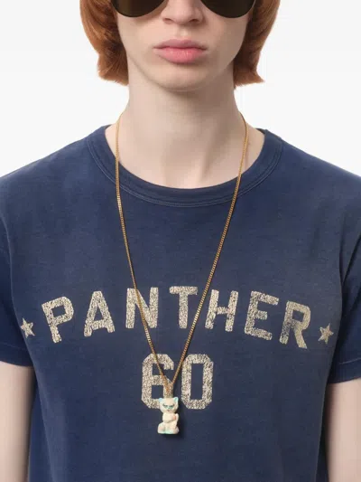 Valentino Panther Graphic Print Crew Neck T-shirt In Blue