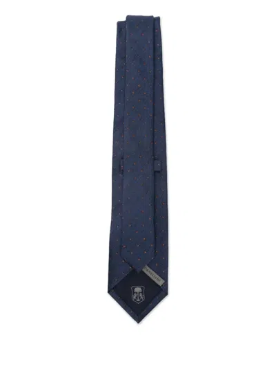 Corneliani Blue Polka Dot Pattern Pointed Tip In Blue