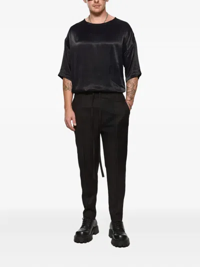 Hamza Drawstring Panelled Trousers In Black